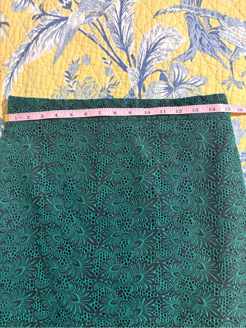 LOFT Teal Lace Overlay Pencil Skirt - Picture 3 of 9
